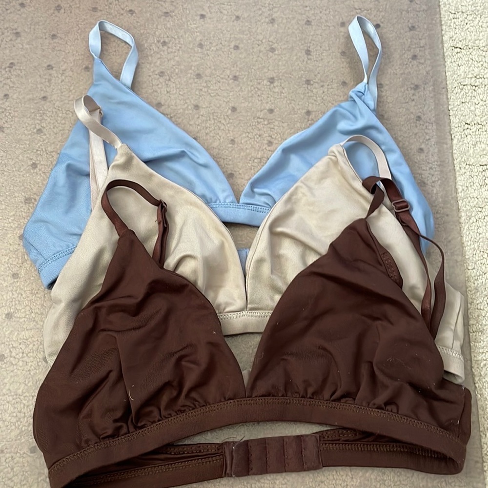 Urban Planet SWS Contour Blue, Brown & Nude Deep V  Bralette  (all size S)